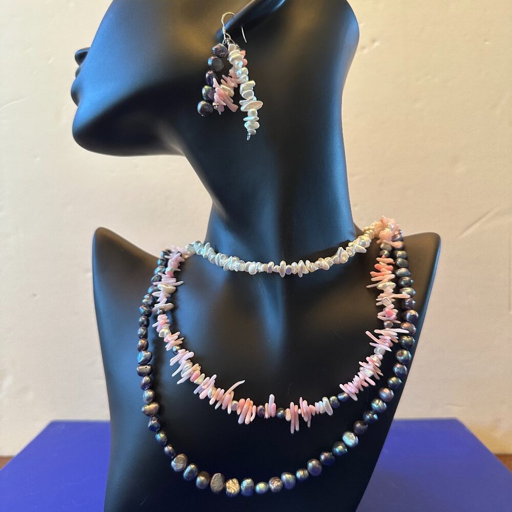 Pink Coral & Freshwater Pearl Set